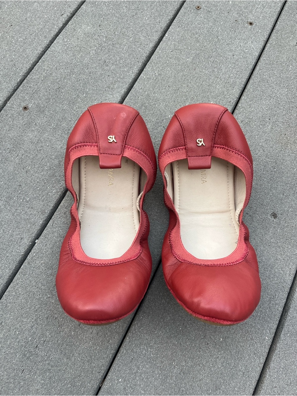 Yosi Samra Women’s Samara Foldable Ballet Flats-Oxblood Red size 11